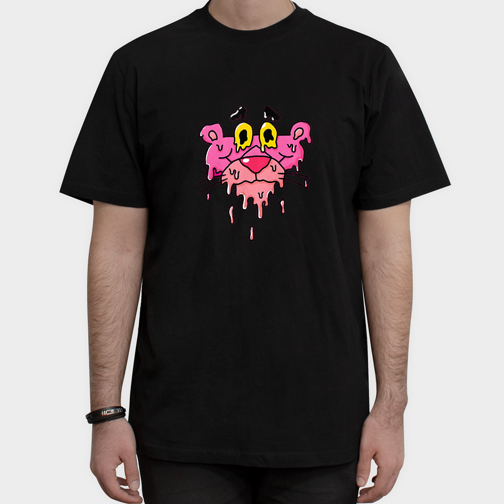 تیشرت طرح پلنگ صورتی / pink pantherنمای روبرو ۱ - رنگ مشکی