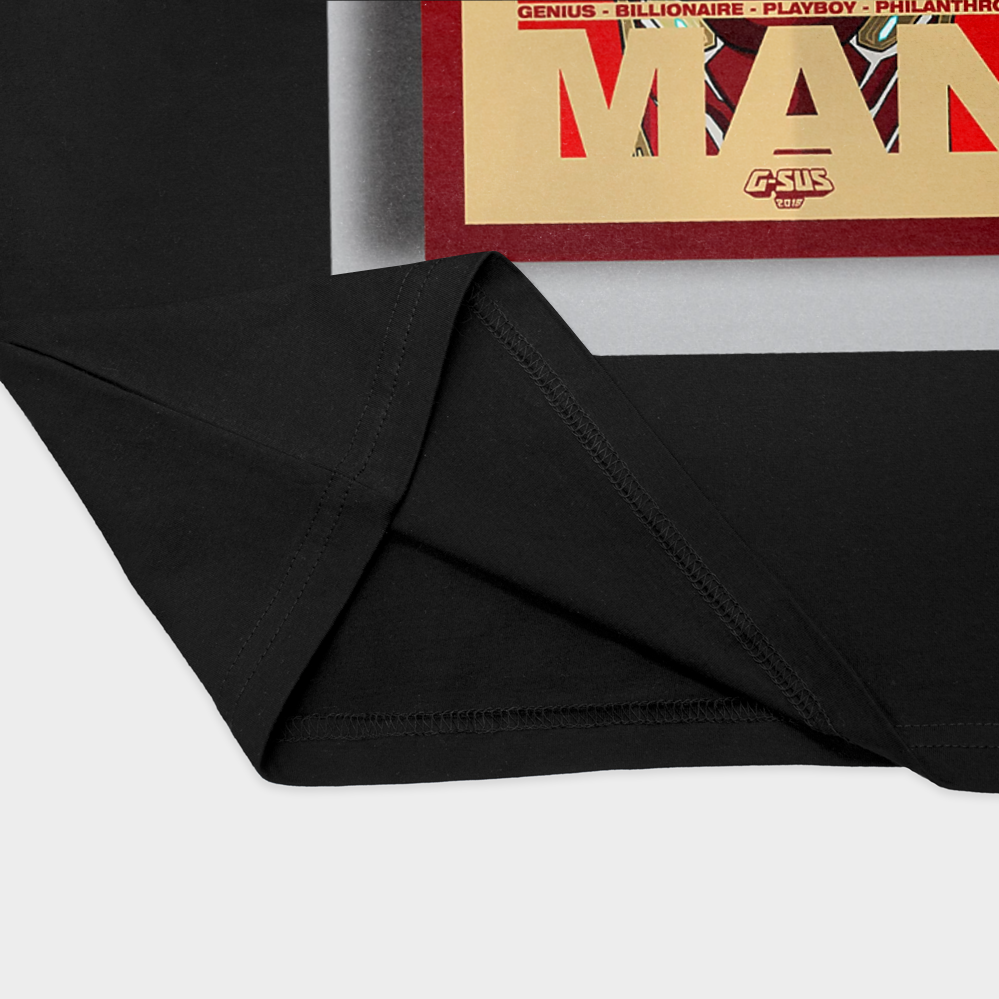 تیشرت طرح اختصاصی آیرون‌من (IRON MAN) – مخصوص طرفداران مارولنمای نزدیک پایین لباس - رنگ مشکی1