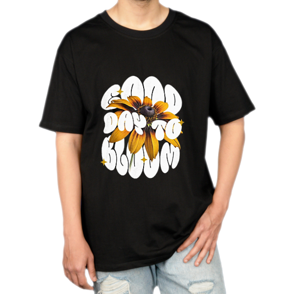 تیشرت طرح flowerنمای روبرو ۱ - رنگ مشکی1