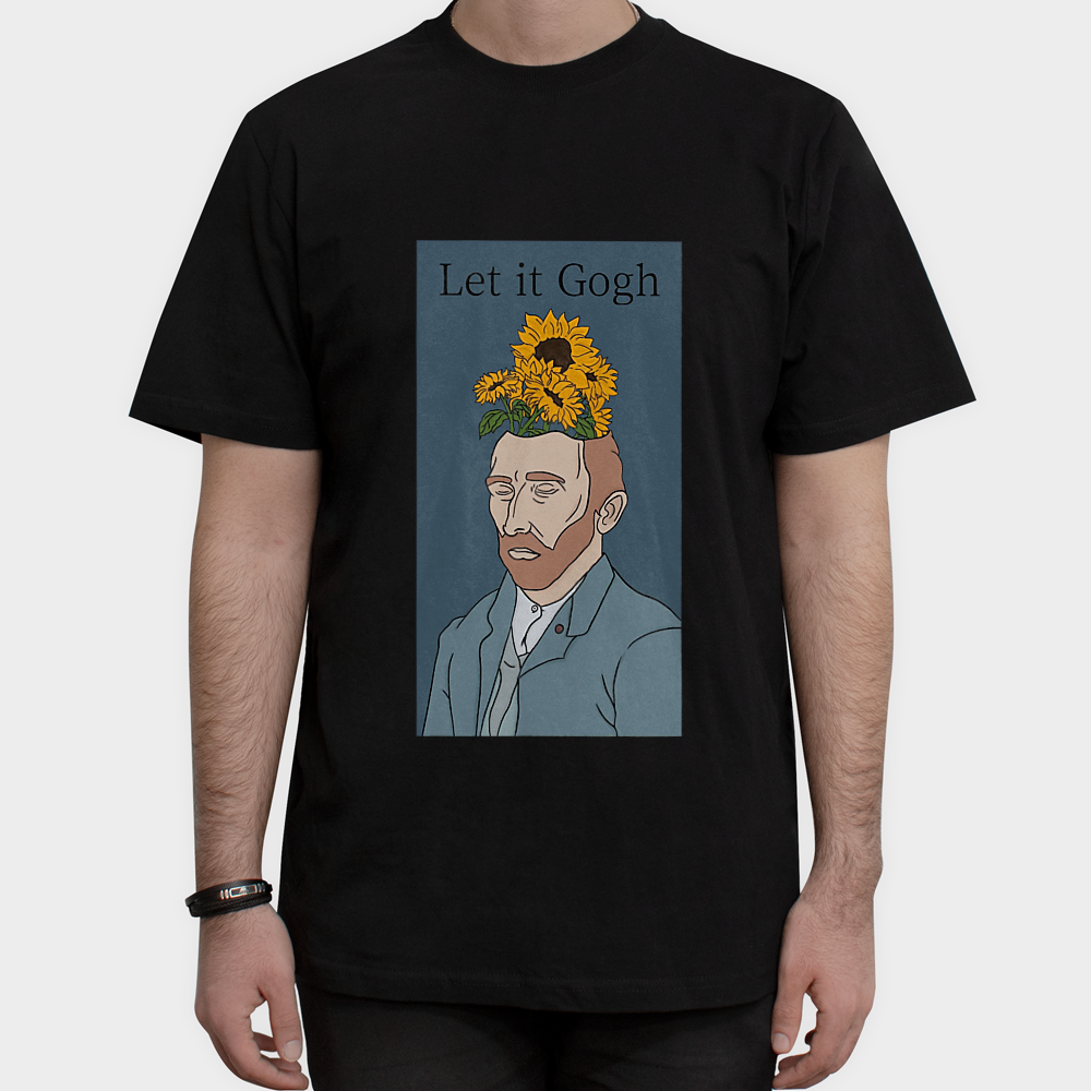 تی شرت طرح ونگوگ Let it Goghنمای روبرو ۱ - رنگ مشکی2