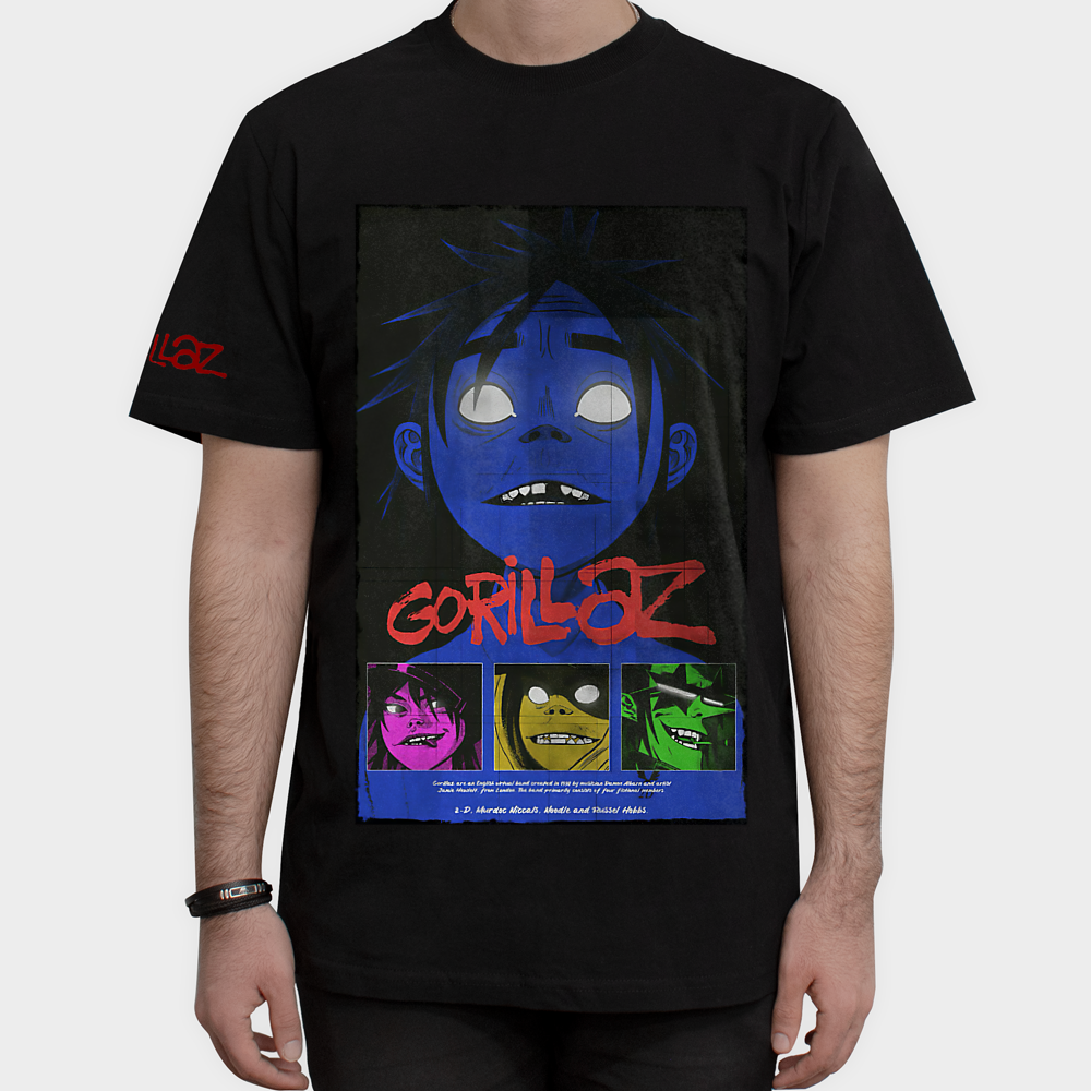 تیشرت GORILLAZنمای روبرو ۱ - رنگ مشکی3