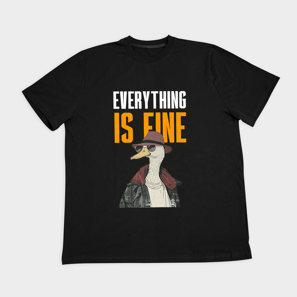 تیشرت طرح Everything is fine کد ۱۱نمای روبرو ۲ - رنگ مشکی