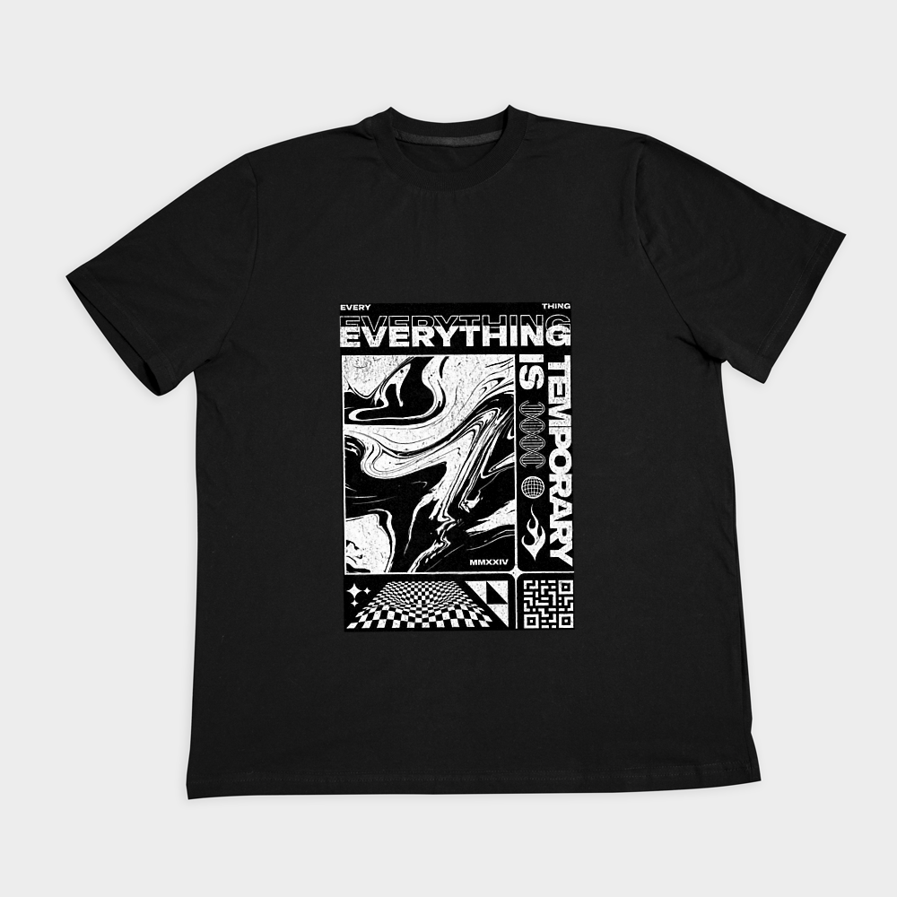 تیشرت everything is temporaryنمای روبرو ۲ - رنگ مشکی1