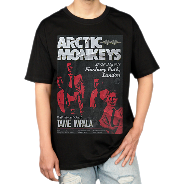 تیشرت بند arctic monkeysنمای روبرو ۱ - رنگ مشکی1