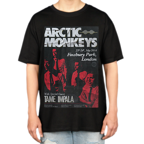 تیشرت بند arctic monkeysنمای روبرو ۲ - رنگ مشکی