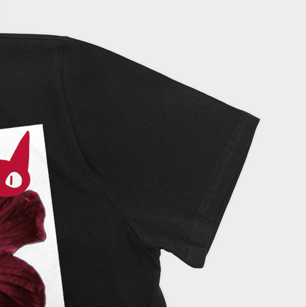 تیشرت تابستونه cherry 🍒🍓🐈نمای نزدیک آستین چپ - رنگ مشکی2