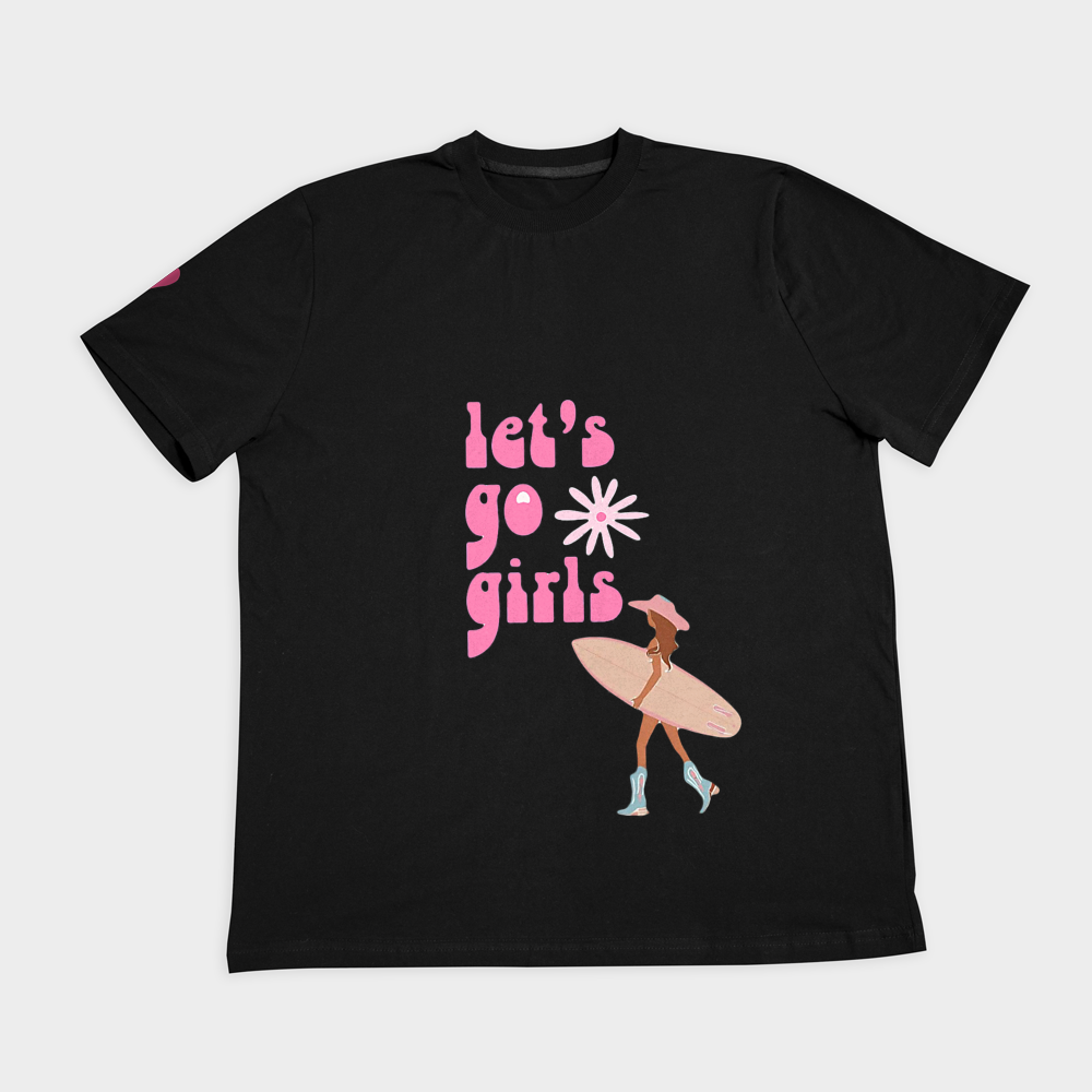 تیشرت let’s go girls برای دخترای ادایی🙂↔️🩷نمای روبرو ۲ - رنگ مشکی1