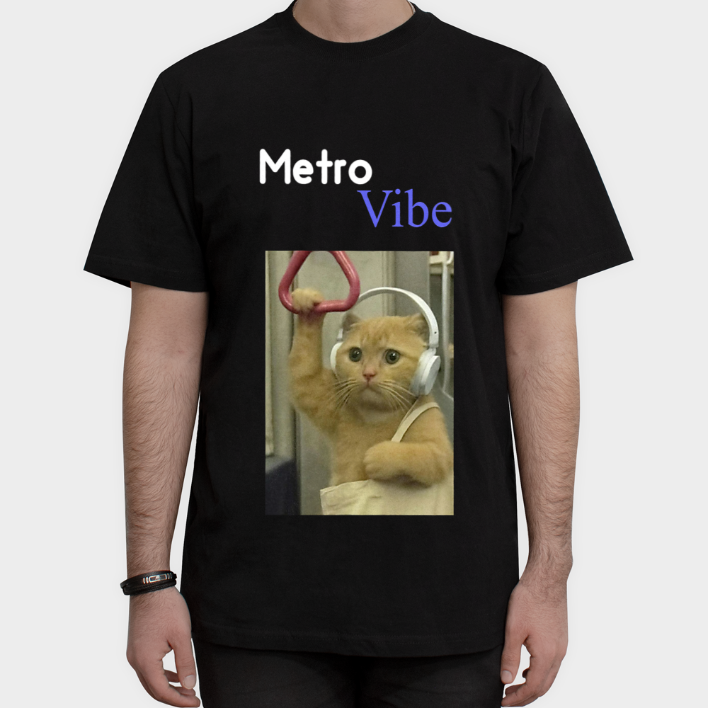تی شرت طرح Metro Vibeنمای روبرو ۱ - رنگ مشکی1