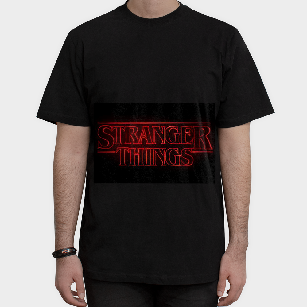تیشرت طرح stranger thingsنمای روبرو ۱ - رنگ مشکی1