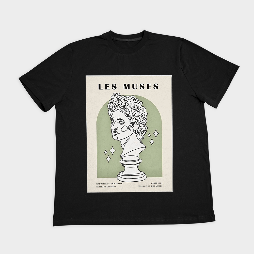تیشرت طرح Les musesنمای روبرو ۲ - رنگ مشکی1