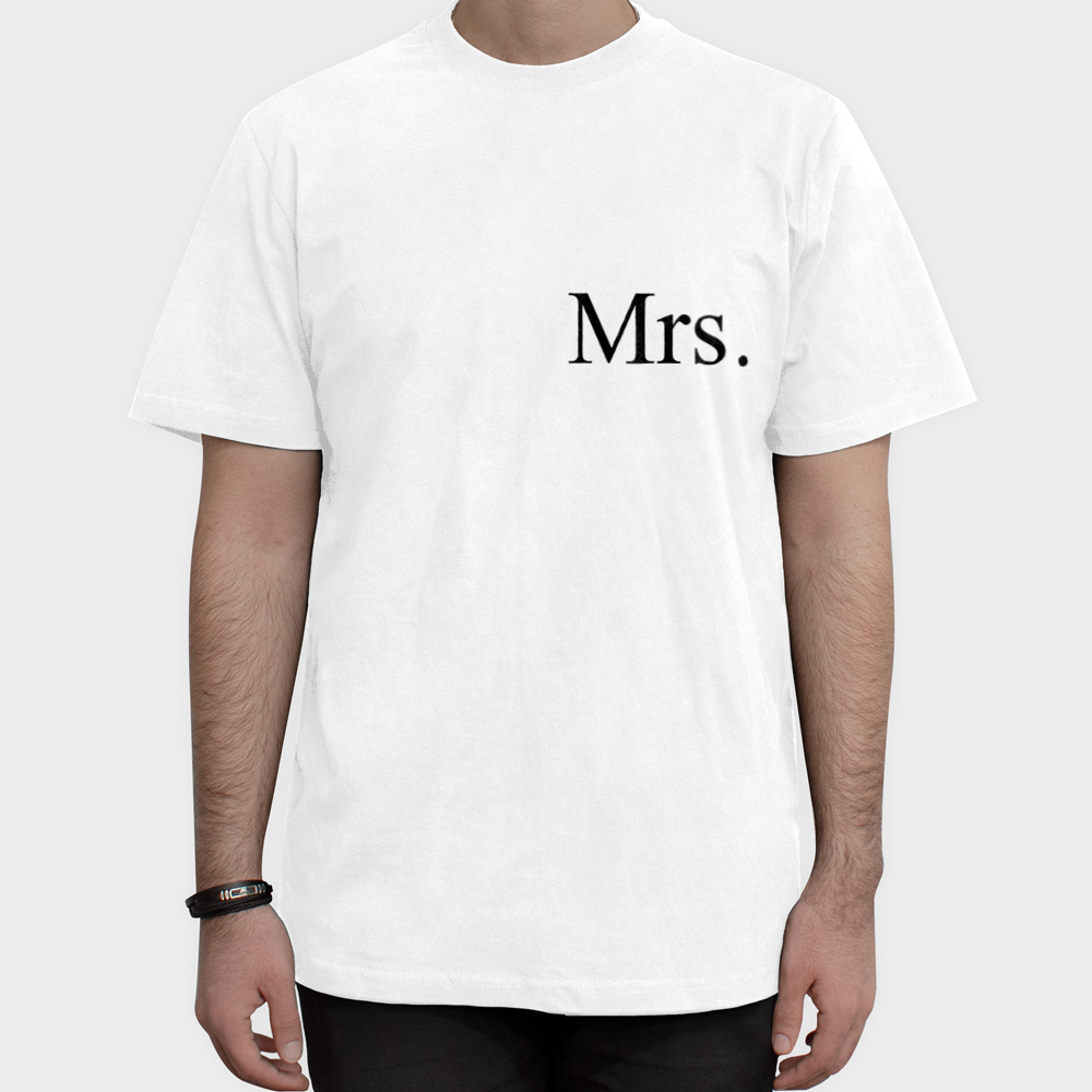تیشرت کاپلیMr&Mrsنمای روبرو ۱ - رنگ سفید2