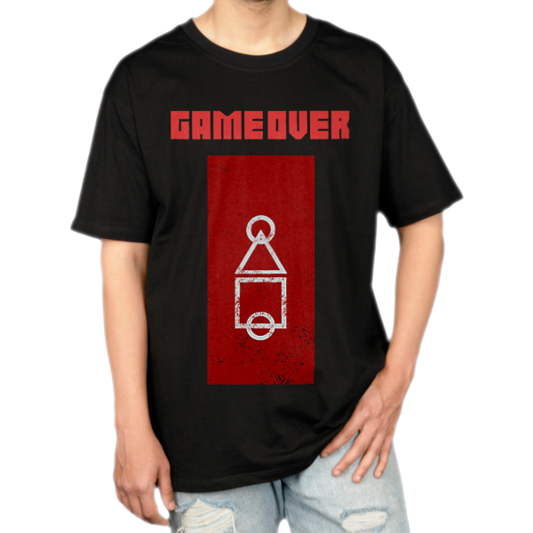 تیشرت طرح اسکویید گیم game overنمای روبرو ۱ - رنگ مشکی