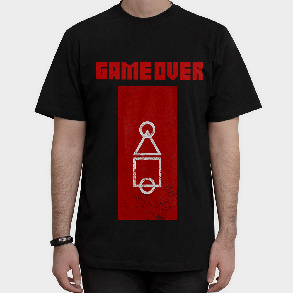 تیشرت طرح اسکویید گیم game overنمای روبرو ۱ - رنگ مشکی