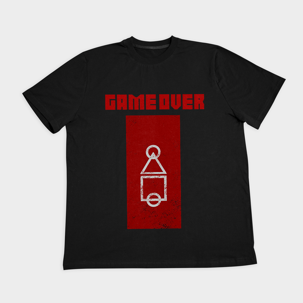 تیشرت طرح اسکویید گیم game overنمای روبرو ۲ - رنگ مشکی1