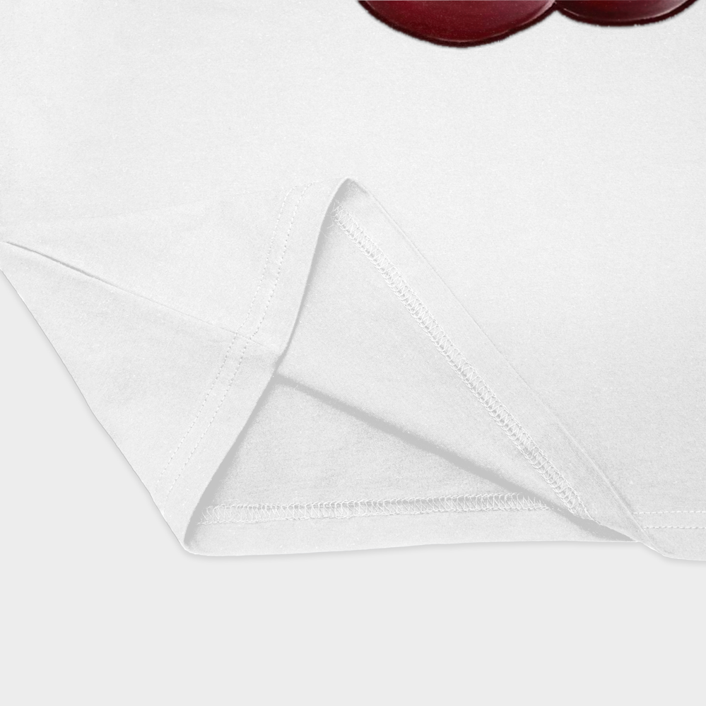 تیشرت گیلاس ، طرح چری cherryنمای نزدیک پایین لباس - رنگ سفید2