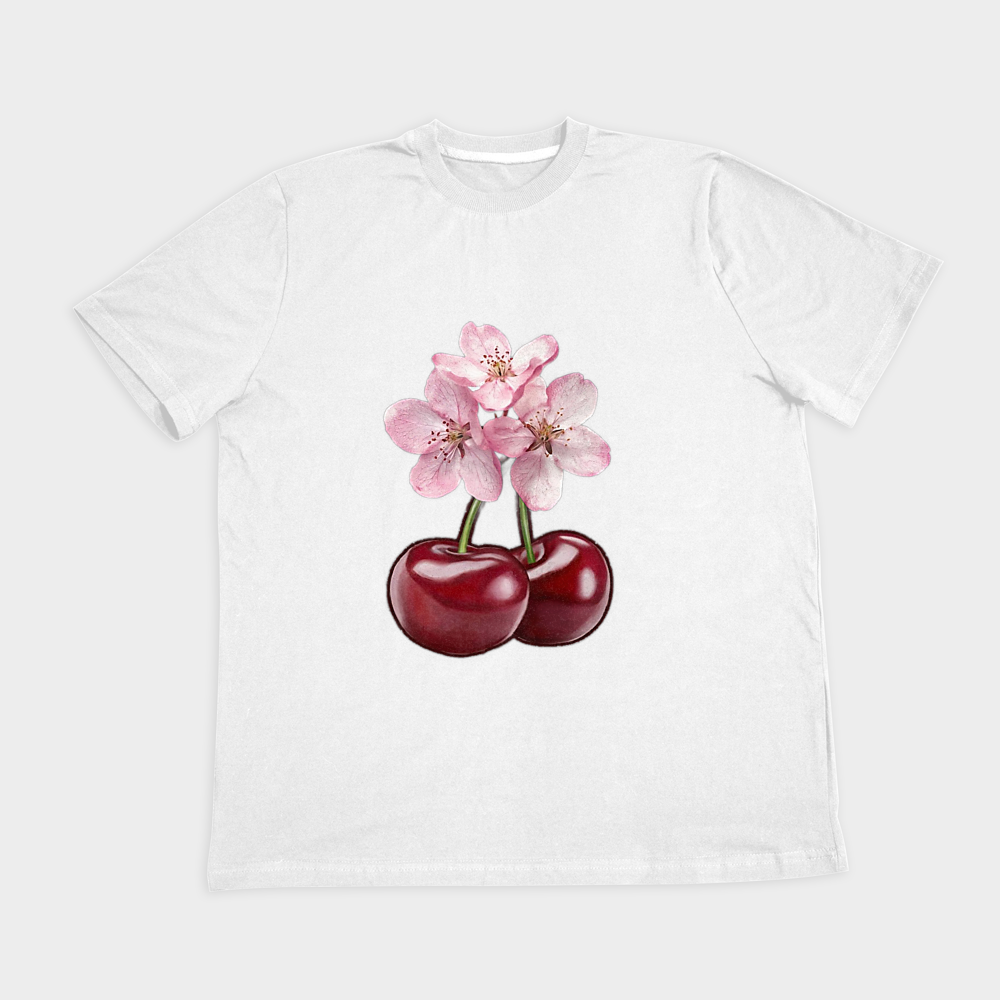 تیشرت گیلاس ، طرح چری cherryنمای روبرو ۲ - رنگ سفید1
