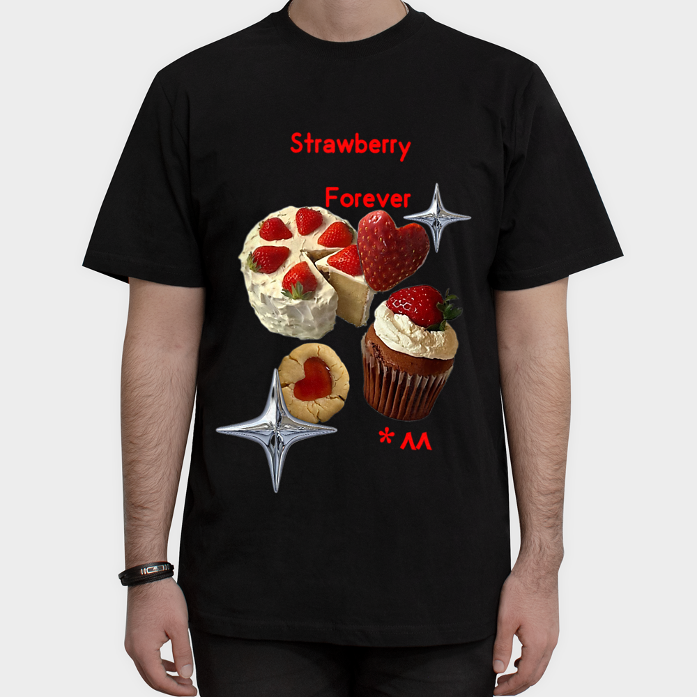 تیشرت strawberry foreverنمای روبرو ۱ - رنگ مشکی2