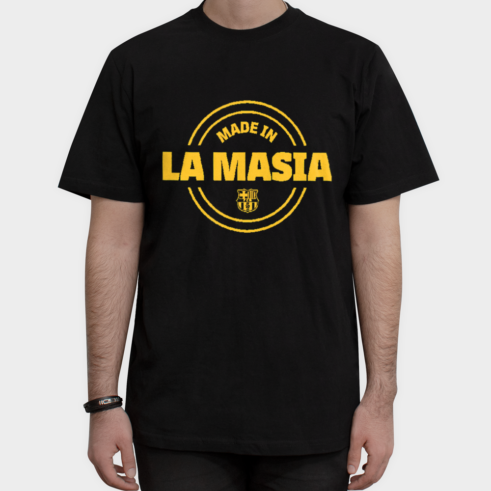 تیشرت بارسا طرح made in la masiaنمای روبرو ۱ - رنگ مشکی2