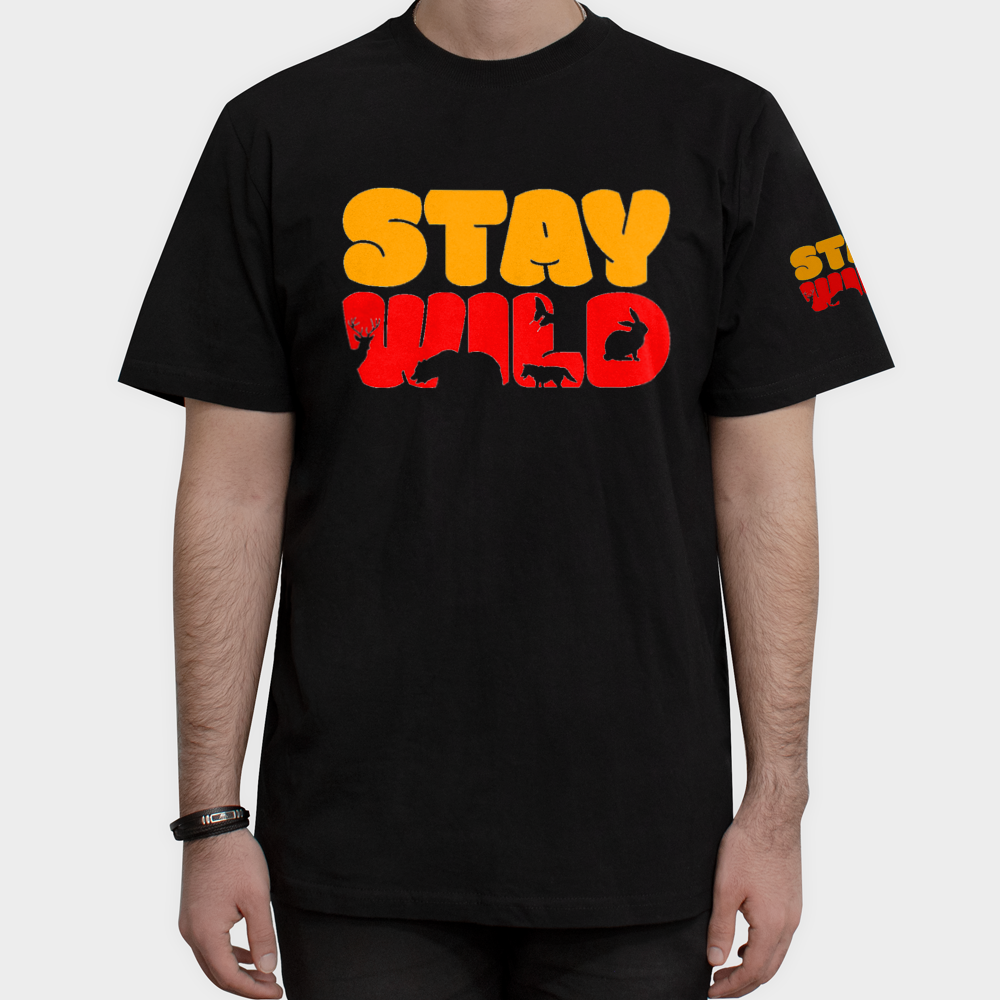تیشرت طرح Stay Wildنمای روبرو ۱ - رنگ مشکی1