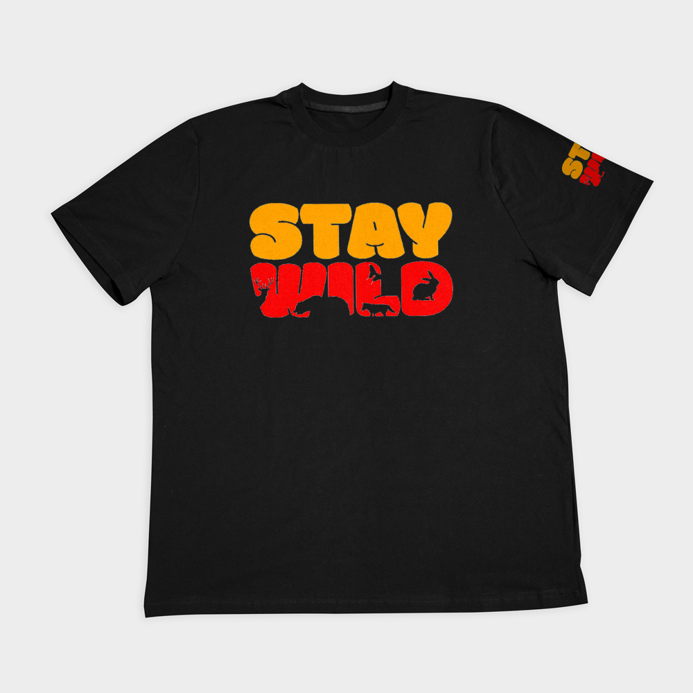 تیشرت طرح Stay Wildنمای روبرو ۲ - رنگ مشکی