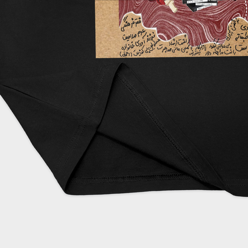 تیشرت طرح سلامت چه روانی؟نمای نزدیک پایین لباس - رنگ مشکی2