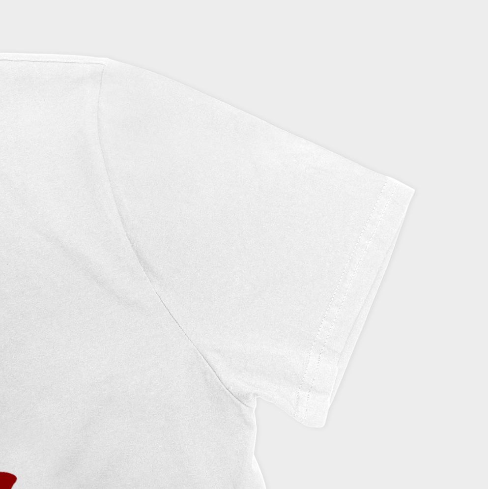 تیشرت گیلاس مودی moody cherryنمای نزدیک آستین چپ - رنگ سفید3