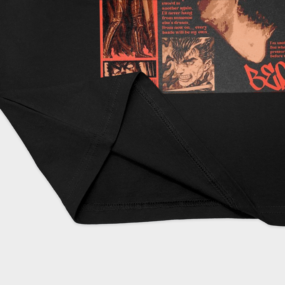 تیشرت berserk - برزرک شخصیت Guts - گاتسنمای نزدیک پایین لباس - رنگ مشکی2