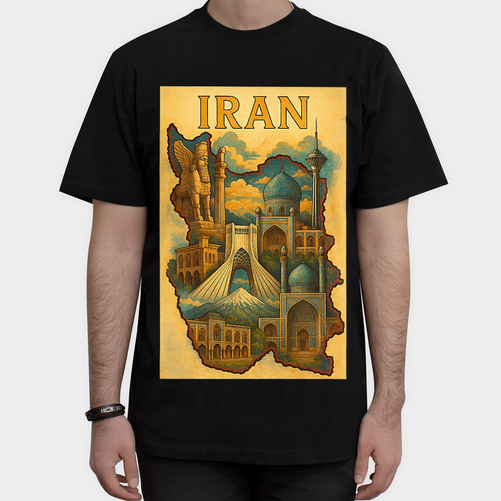 تیشرت نقشه ایراننمای روبرو ۱ - رنگ مشکی