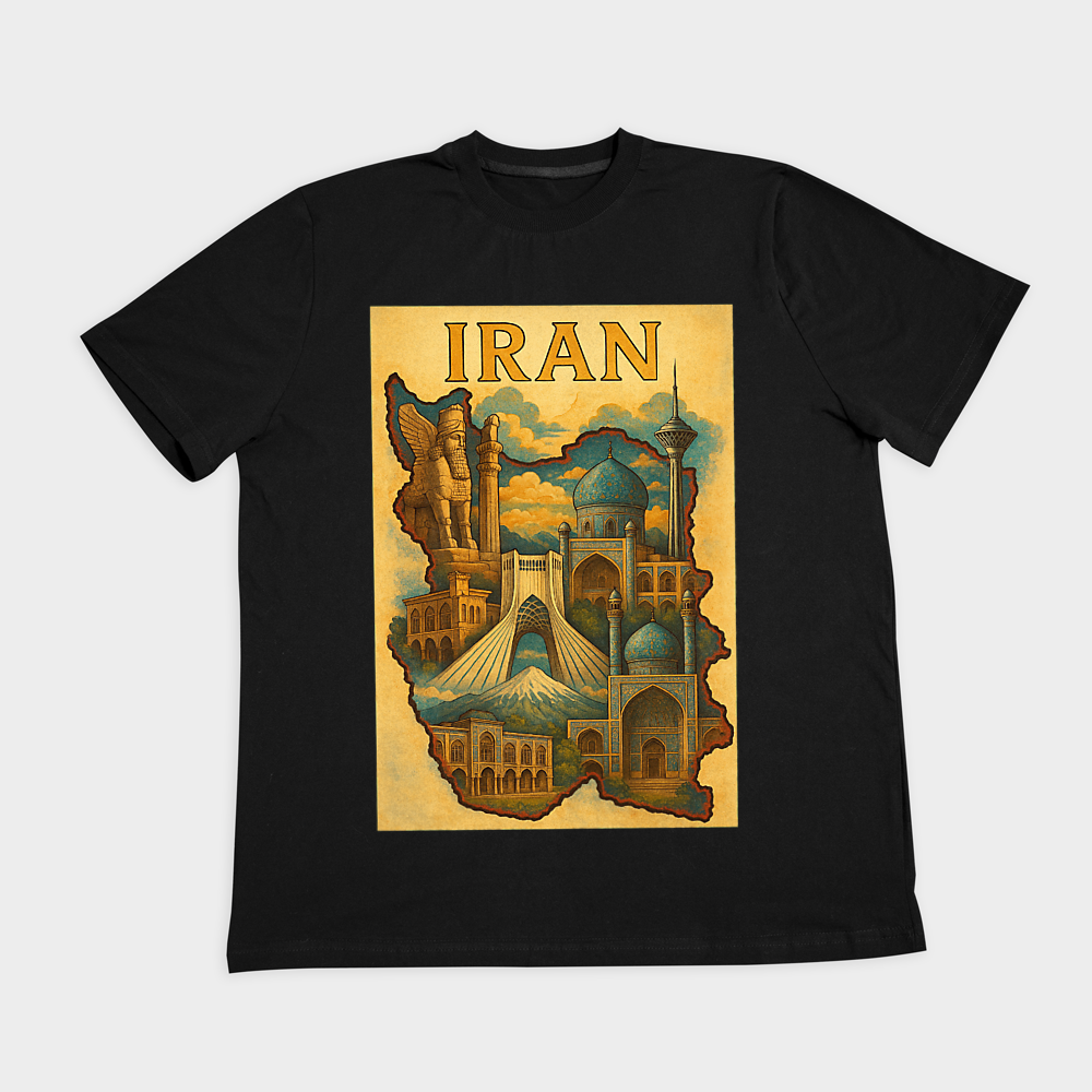 تیشرت نقشه ایراننمای روبرو ۲ - رنگ مشکی1