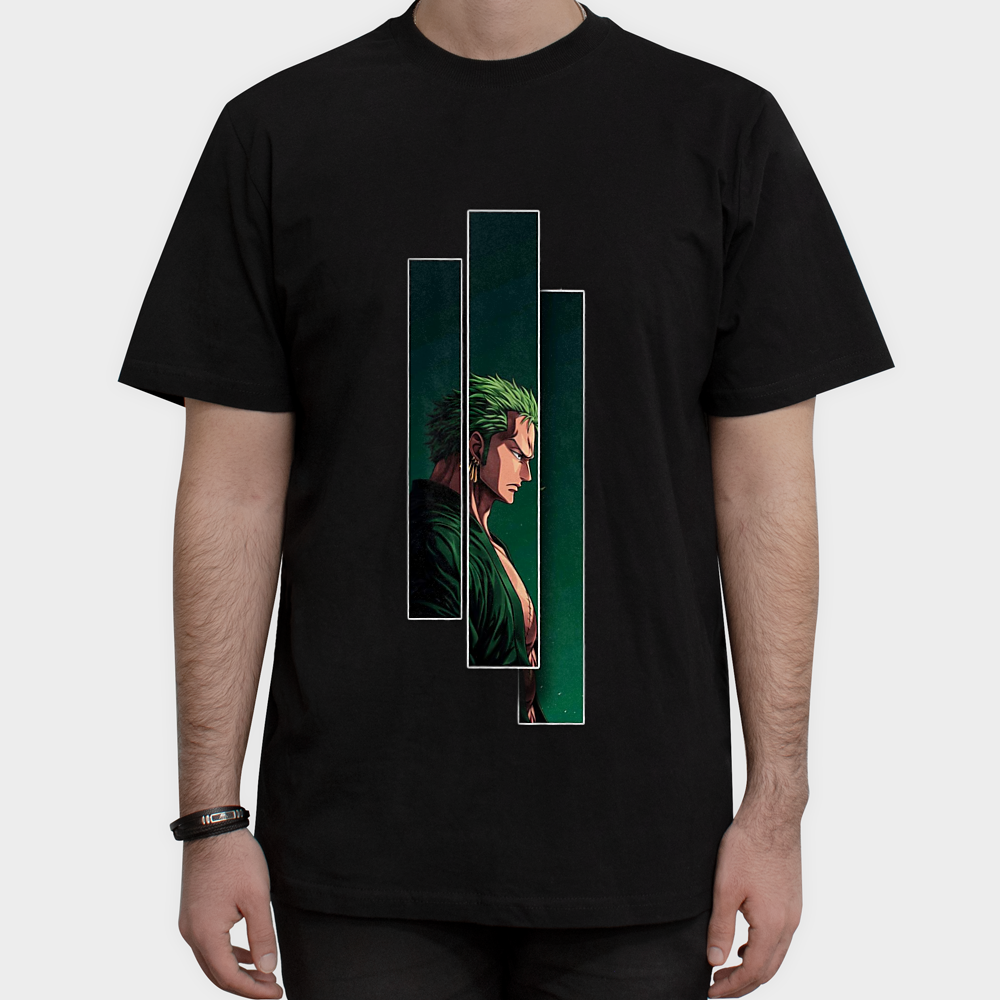 تی شرت طرح Zoro - One Pieceنمای روبرو ۱ - رنگ مشکی