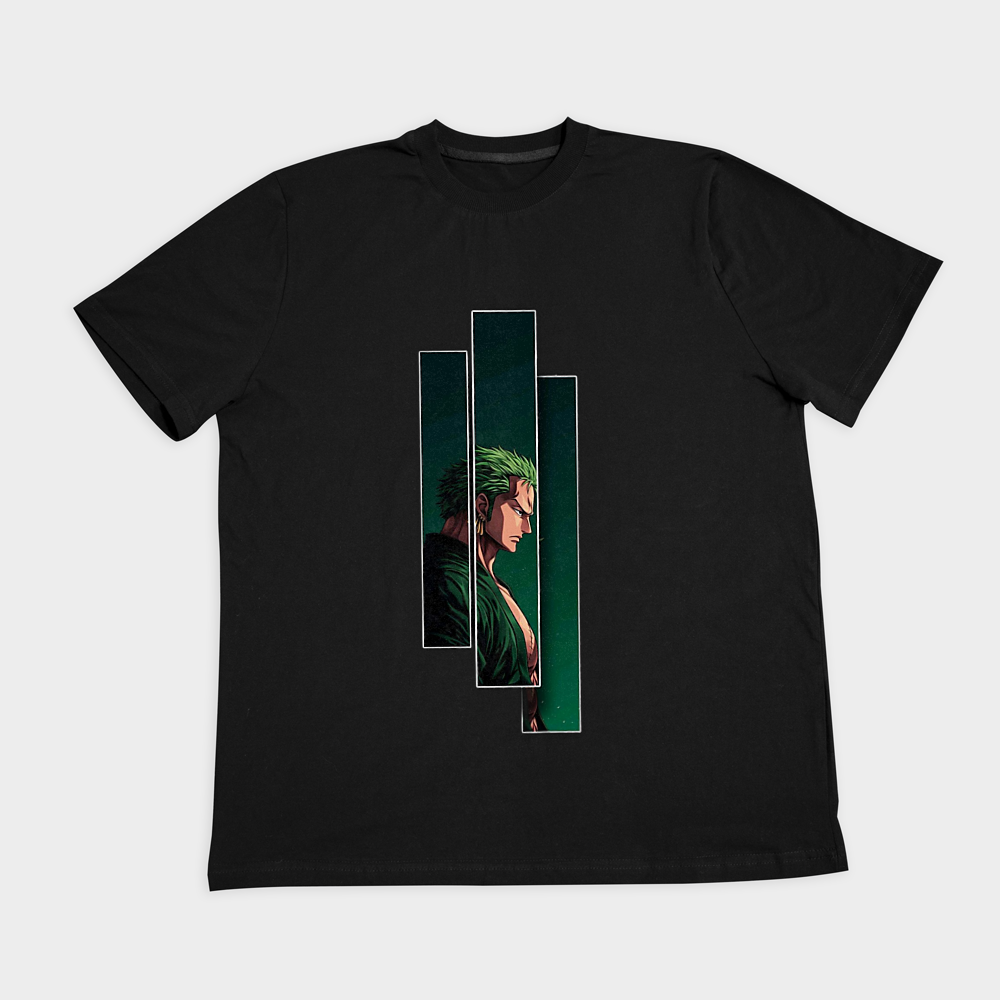 تی شرت طرح Zoro - One Pieceنمای روبرو ۲ - رنگ مشکی1