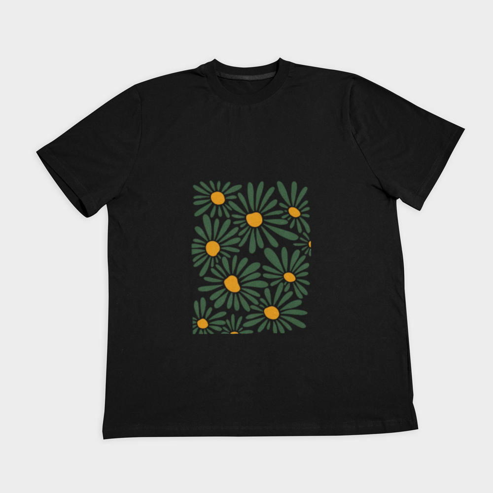 تیشرت summer flowersنمای روبرو ۲ - رنگ مشکی3