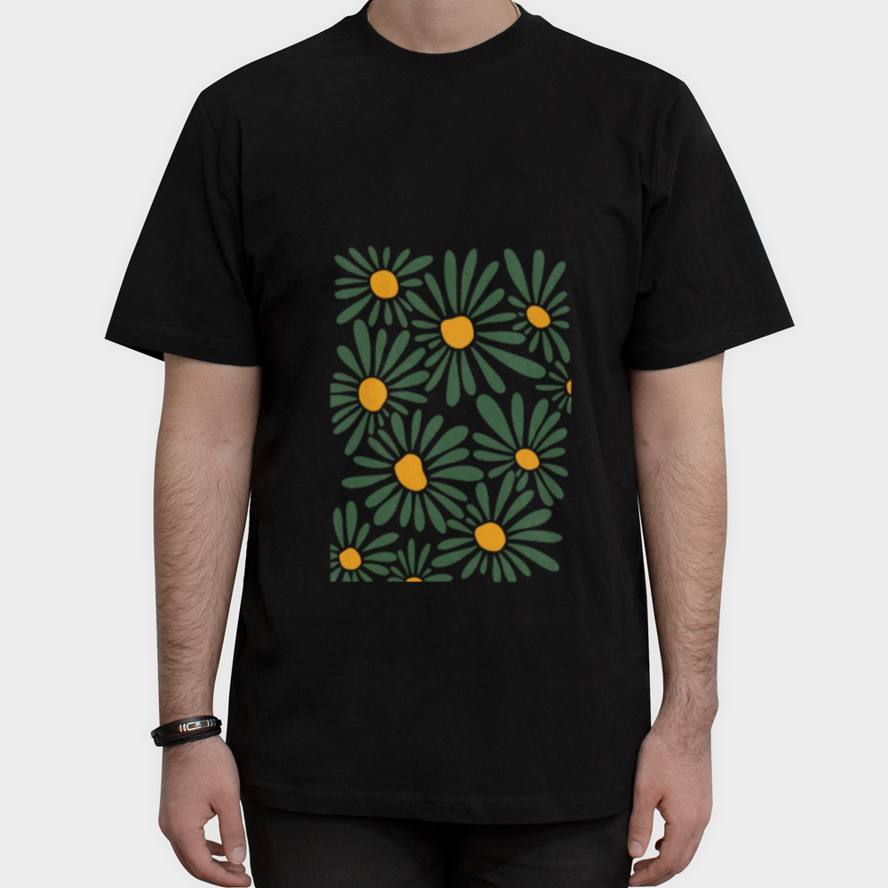 تیشرت summer flowersنمای روبرو ۱ - رنگ مشکی2