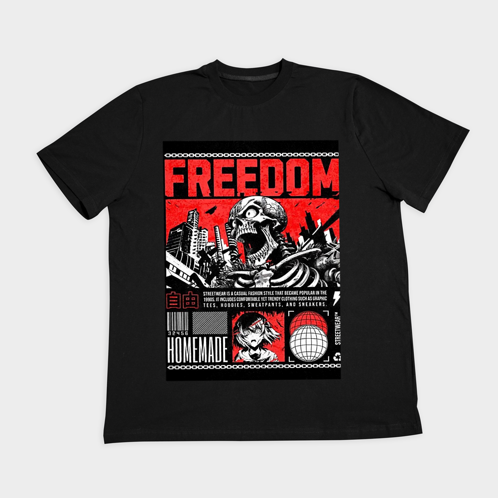 تیشرت انیمهای Freedomنمای روبرو ۲ - رنگ مشکی1