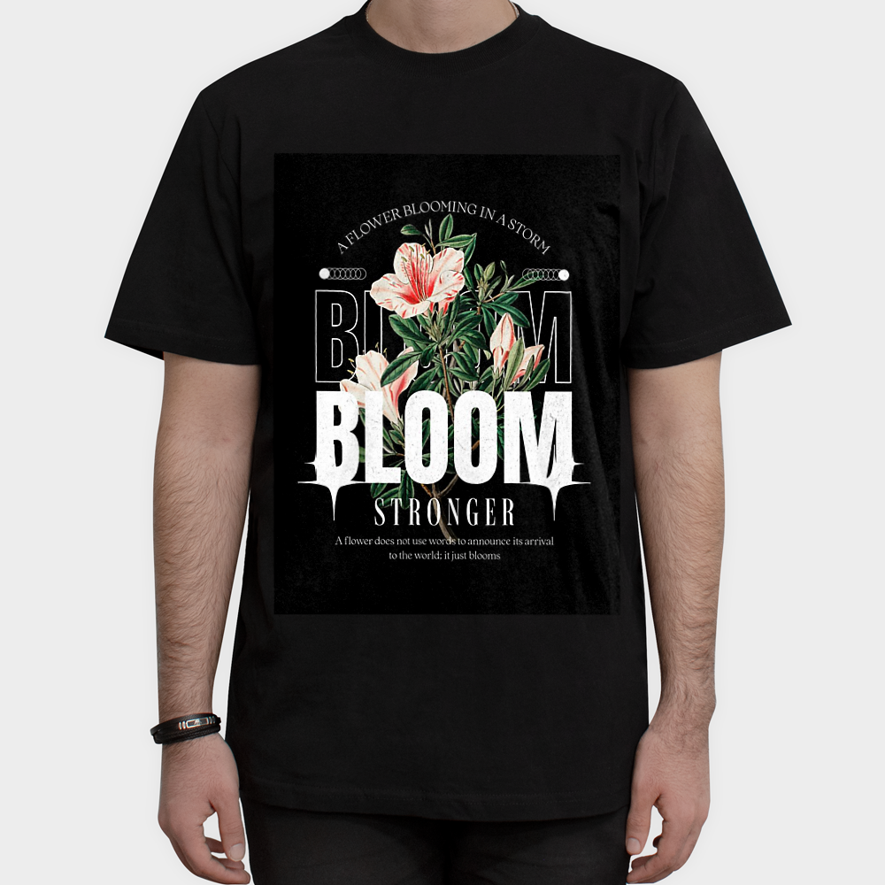 تیشرت فانتزی طرح BLOOMنمای روبرو ۱ - رنگ مشکی1