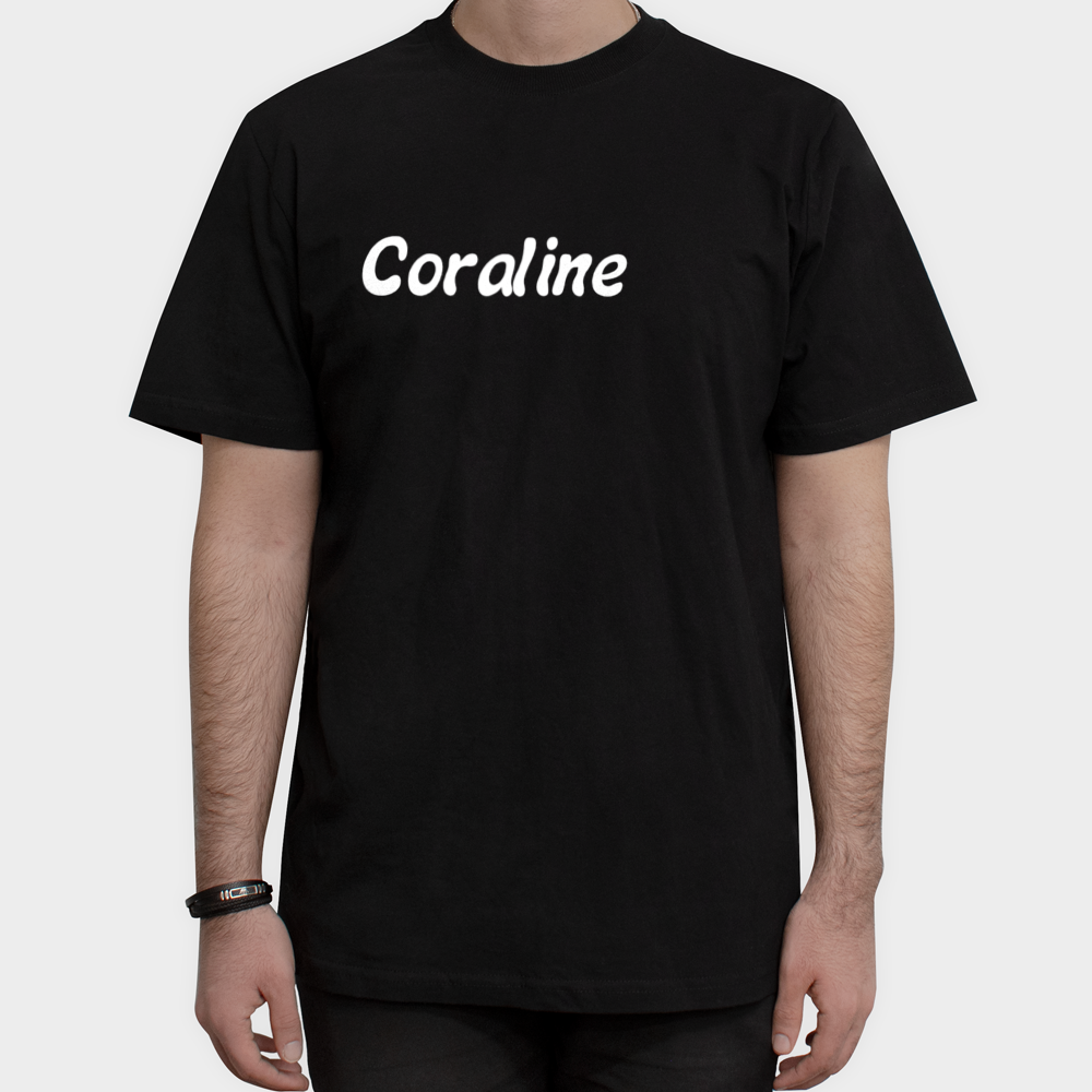 تیشرت طرح انیمیشن Coraline🐈⬛🌑نمای روبرو ۱ - رنگ مشکی