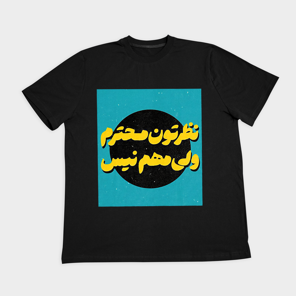 تیشرت طرح نوشته فارسی : نظرتون محترم ولی مهم نیسنمای روبرو ۲ - رنگ مشکی1