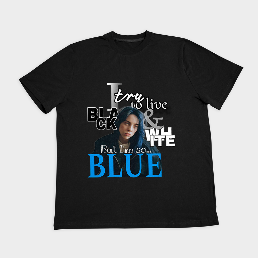 تیشرت طرح آهنگ Blue بیلی آیلیشنمای روبرو ۲ - رنگ مشکی1