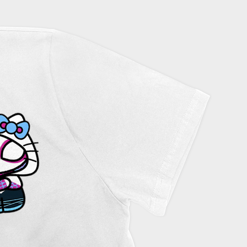 تیشرت hello kittyنمای نزدیک آستین چپ - رنگ سفید3