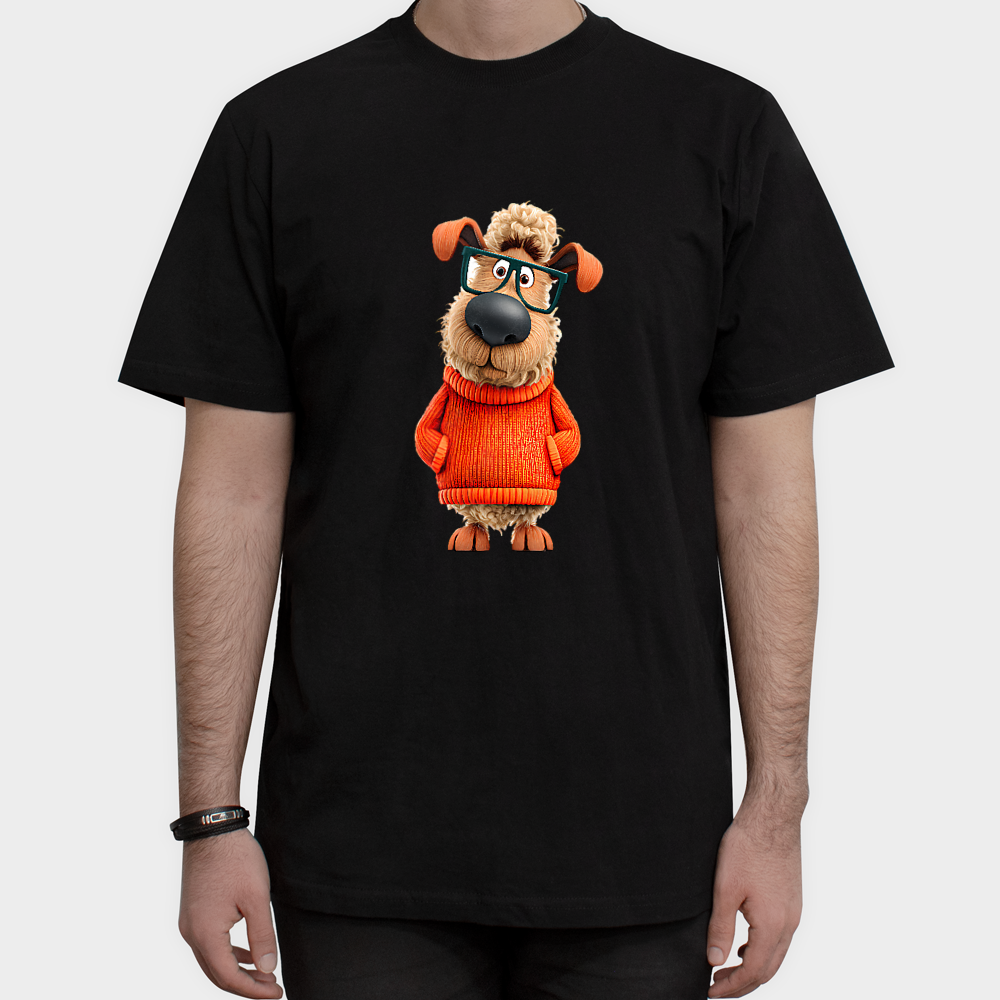تیشرت طرح dog with Glassesنمای روبرو ۱ - رنگ مشکی1