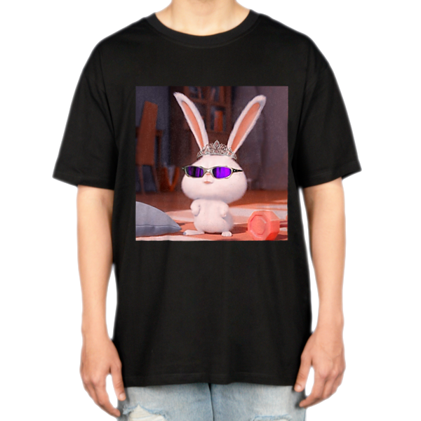Tshirt طرح خرگوش گنگنمای روبرو ۲ - رنگ مشکی1