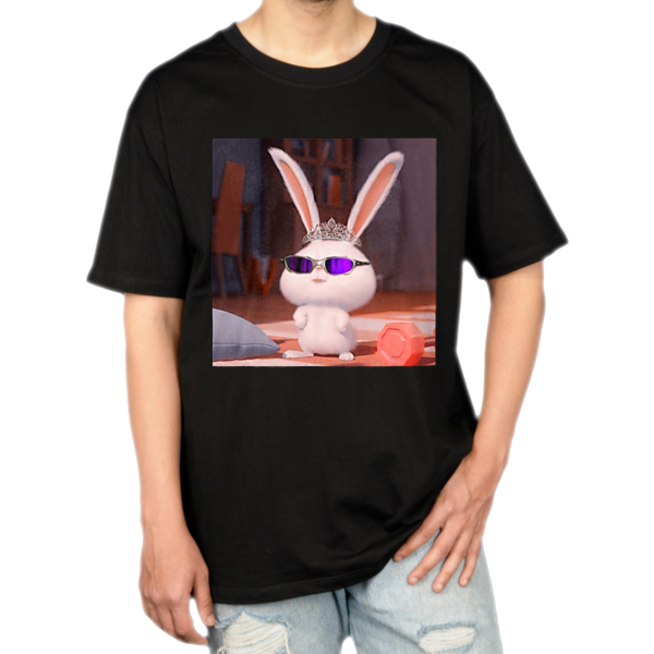 Tshirt طرح خرگوش گنگنمای روبرو ۱ - رنگ مشکی