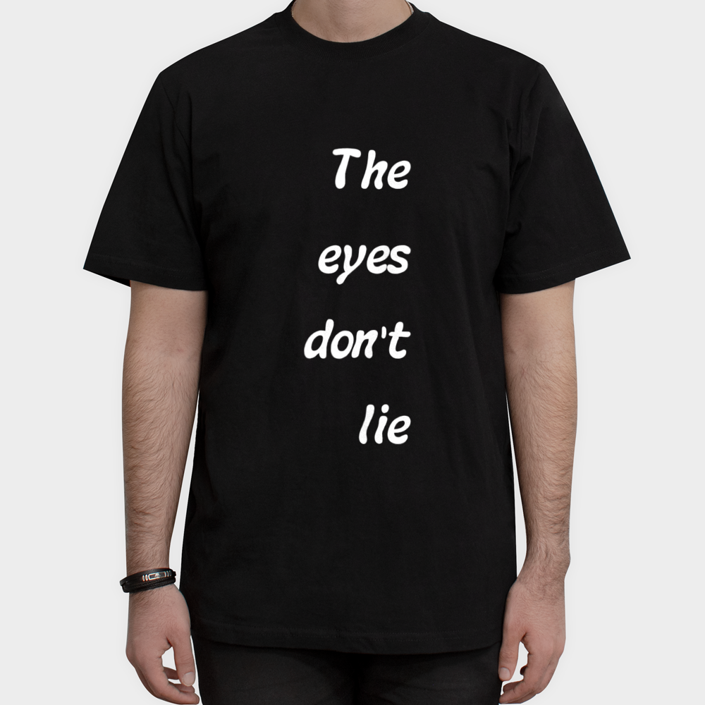 تیشرت طرح The eyes don't lie🌙🌑🐈⬛نمای روبرو ۱ - رنگ مشکی1