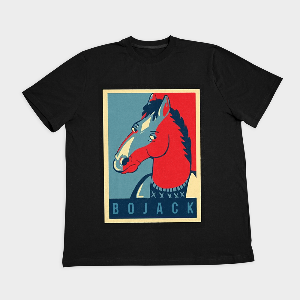 تیشرت طرح بوجک هورسمن bojack horsemanنمای روبرو ۲ - رنگ مشکی1