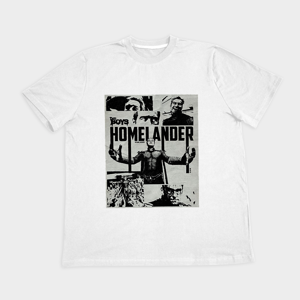 تیشرت طرح هوملندر سریال د بویز homlander the boysنمای روبرو ۲ - رنگ سفید1