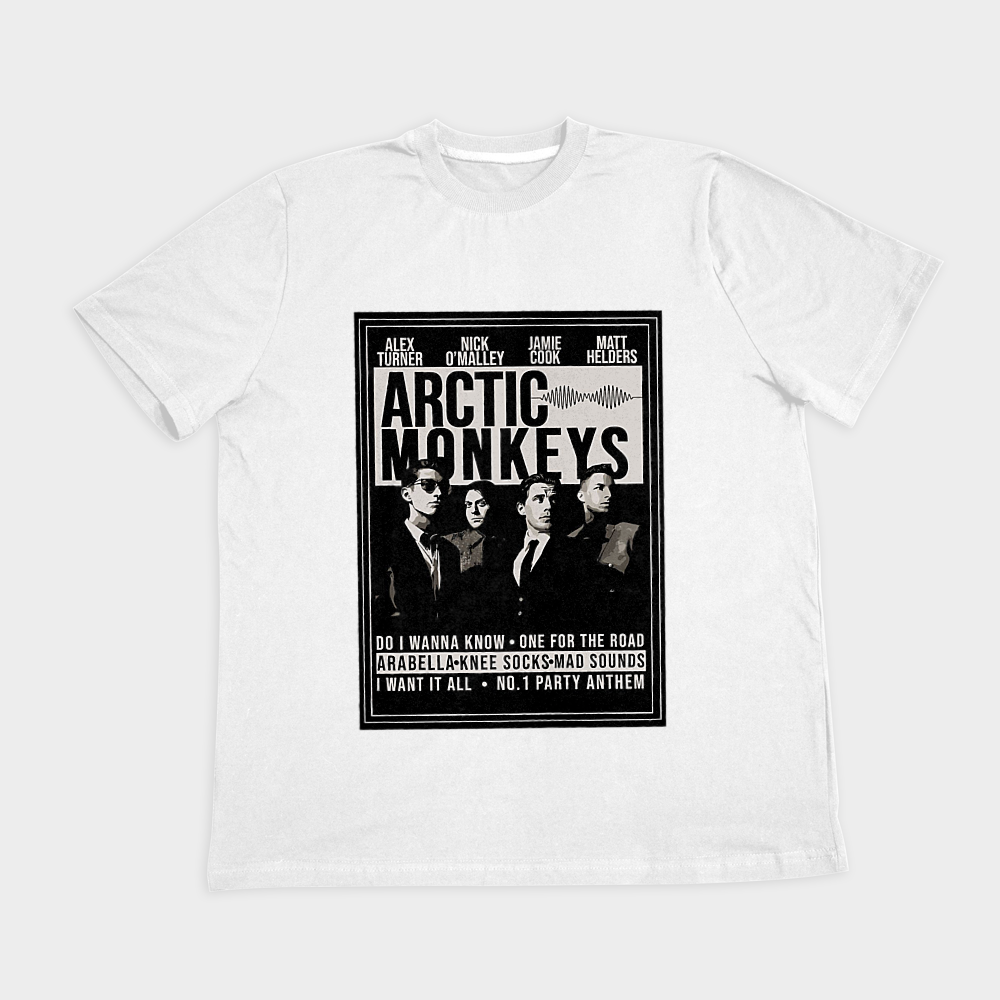 تیشرت طرح آرکتیک مانکیز arctic monkeysنمای روبرو ۲ - رنگ سفید1
