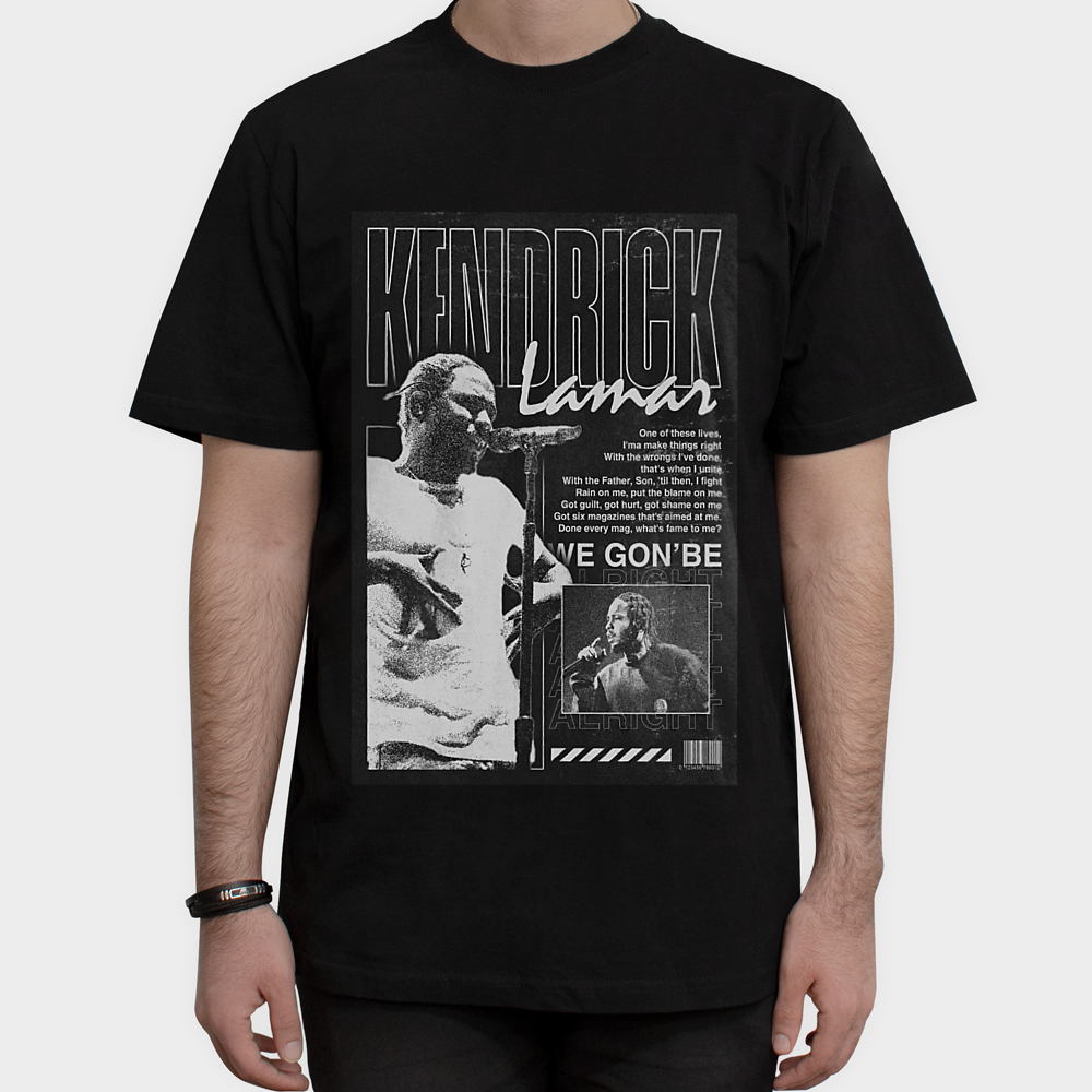 تیشرت طرح کندریک لامار kendrick Lamarنمای روبرو ۱ - رنگ مشکی