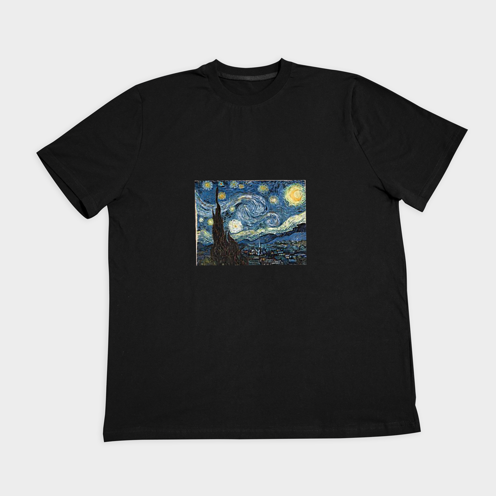 تیشرت طرح Starry nightنمای روبرو ۲ - رنگ مشکی1