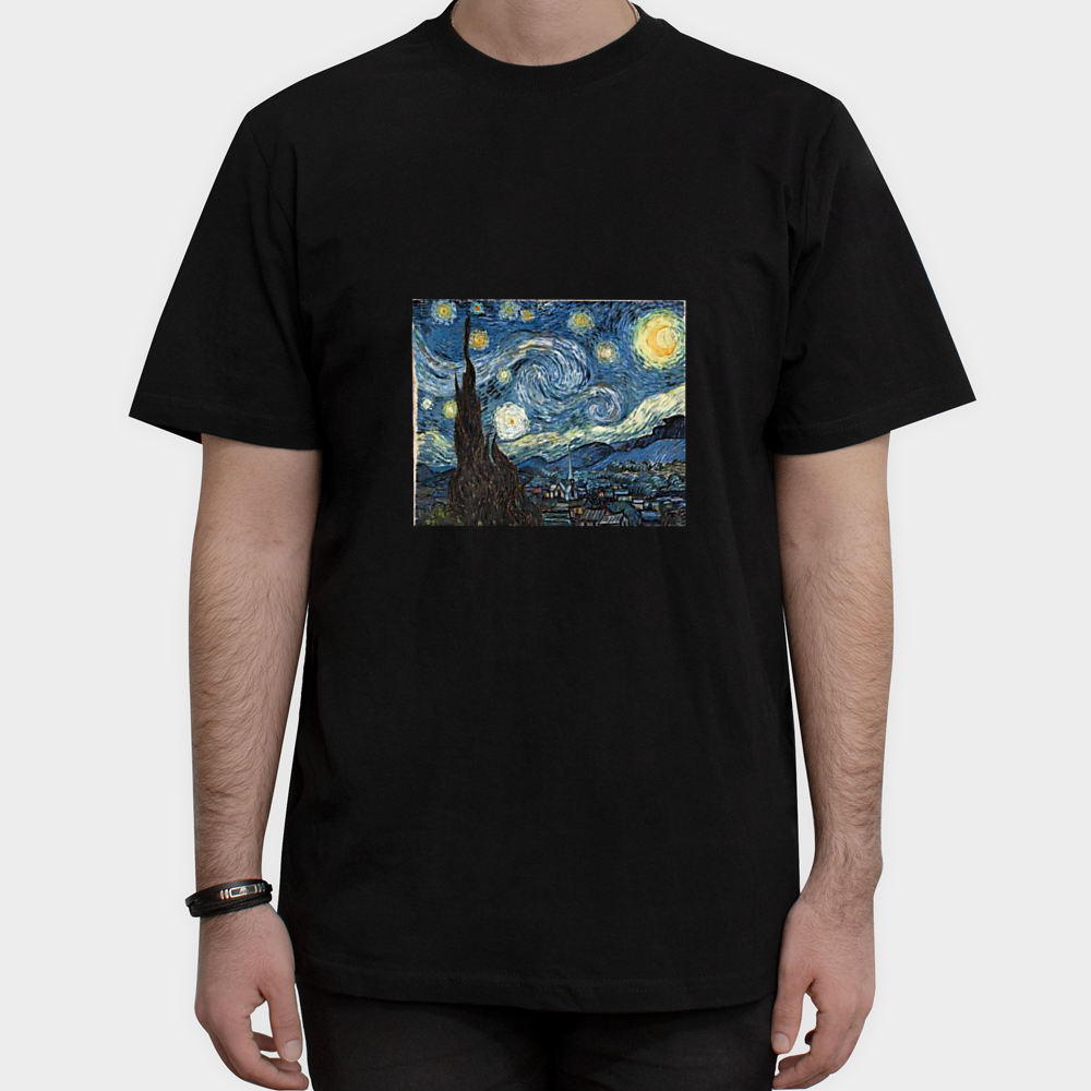 تیشرت طرح Starry nightنمای روبرو ۱ - رنگ مشکی