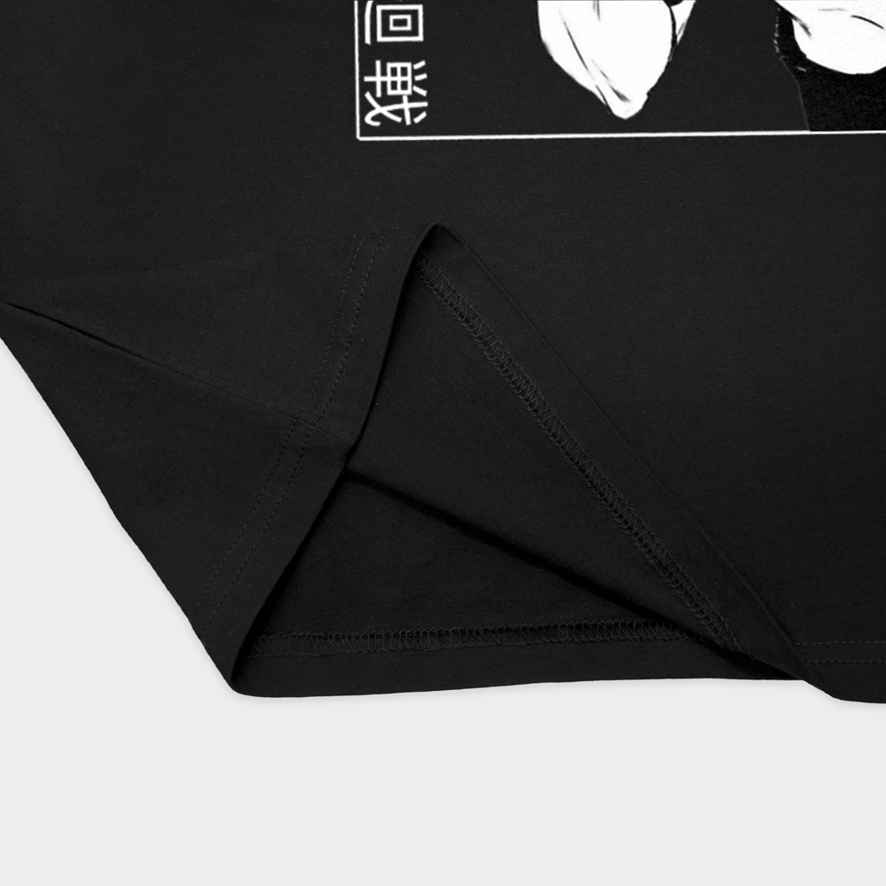 تیشرت طرح انیمه jujutsu kaisenنمای نزدیک پایین لباس - رنگ مشکی2
